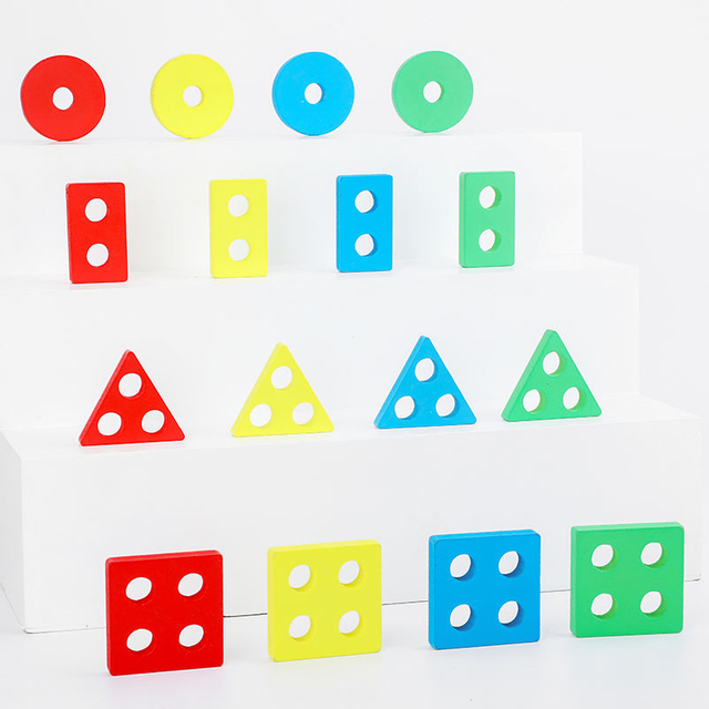 Wooden Sorting Stacking Montessori Toys Shape Color Recognition Blocks Matching Puzzle Stacker Geometric Board Early Educational