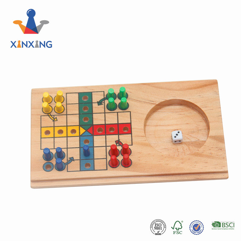 Mini Travel Indoor wooden game Ludo board game for promotion gift Chinese flying chess set