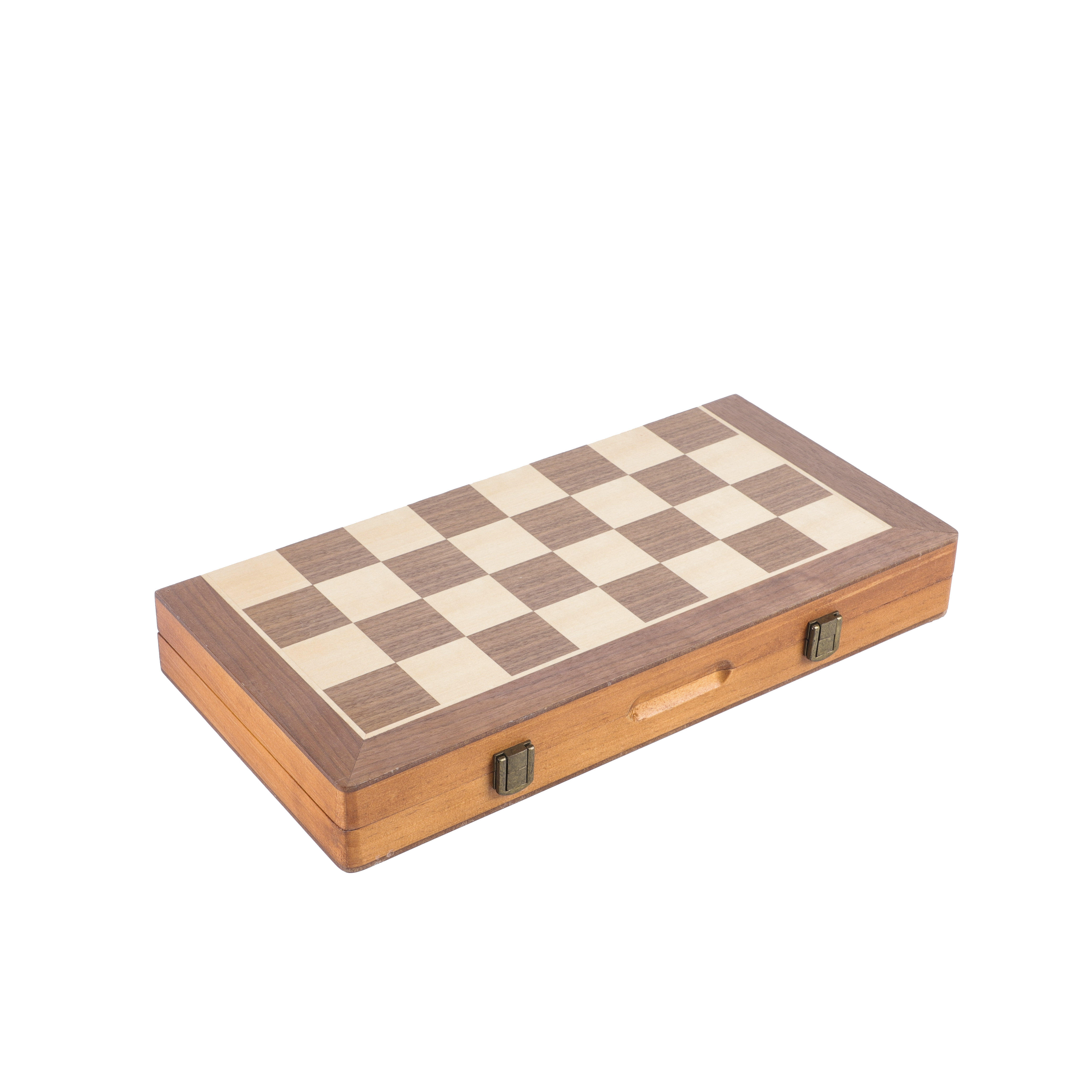 25-Year Manufacturer's Unisex Wooden Chess Checkers SET 15" Magnetic Folding Board 3" King Height Pine Wood Pieces Vintage