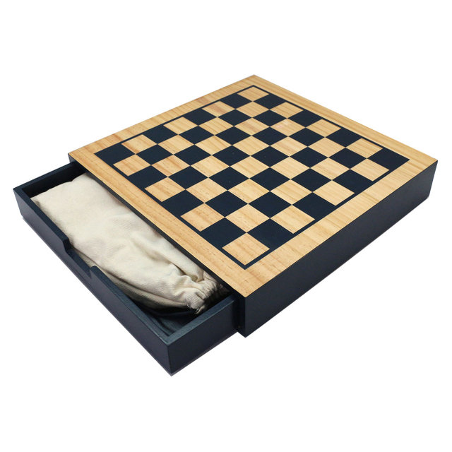 Chess Checkers 2 Games in 1 Custom Manufacturer 12" Wooden Game Set with Drawer Wooden Chess Board Chess Pieces Chessboard