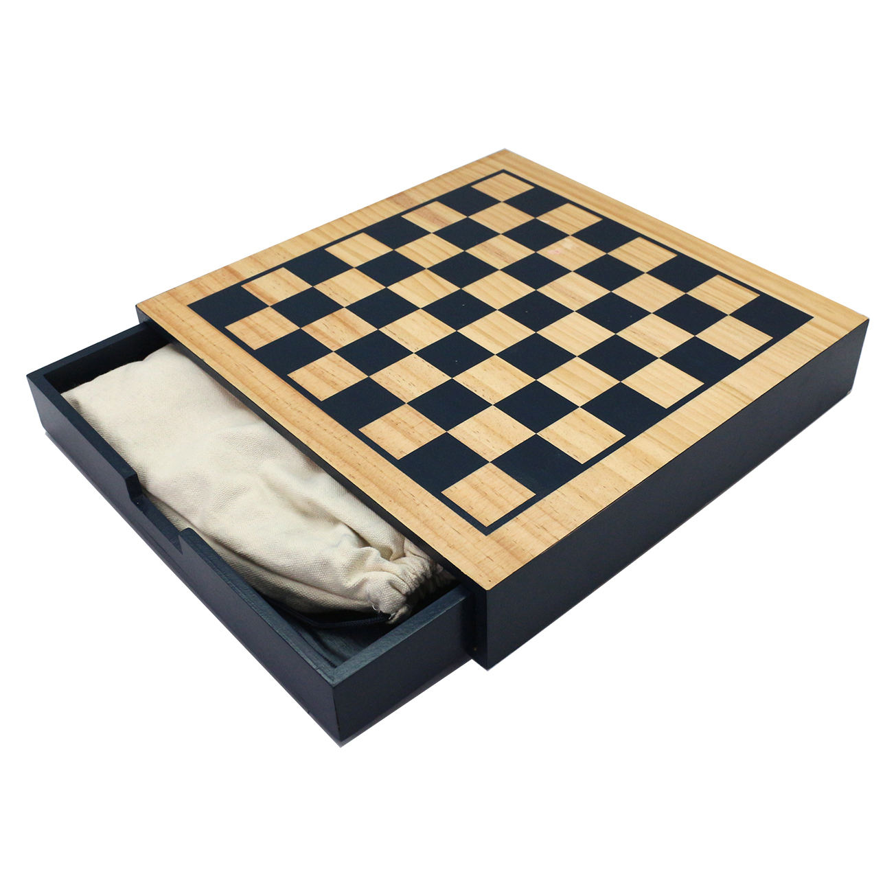 Chess Checkers 2 Games in 1 Custom Manufacturer 12" Wooden Game Set with Drawer Wooden Chess Board Chess Pieces Chessboard