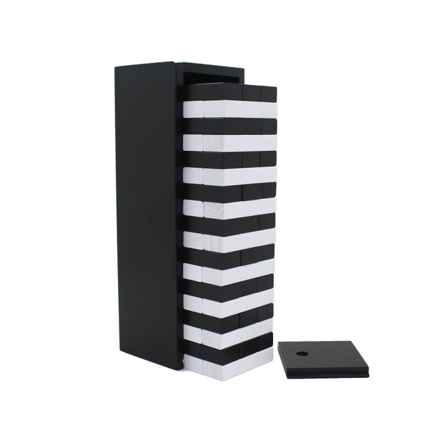  Black and white Wooden Stacking Tumble Tower Blocks Games Boys Girls 54 Pieces for Kids Family Party.