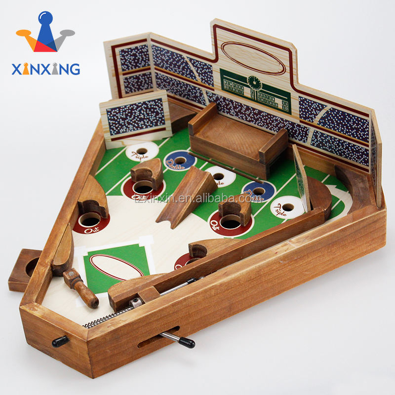 Archaistic Color Tabletop Wood Baseball Pinball Game Set Portable Board Game