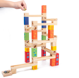 45pcs Building Blocks Educational Wooden Marble Glass Ball Track Stack Set.
