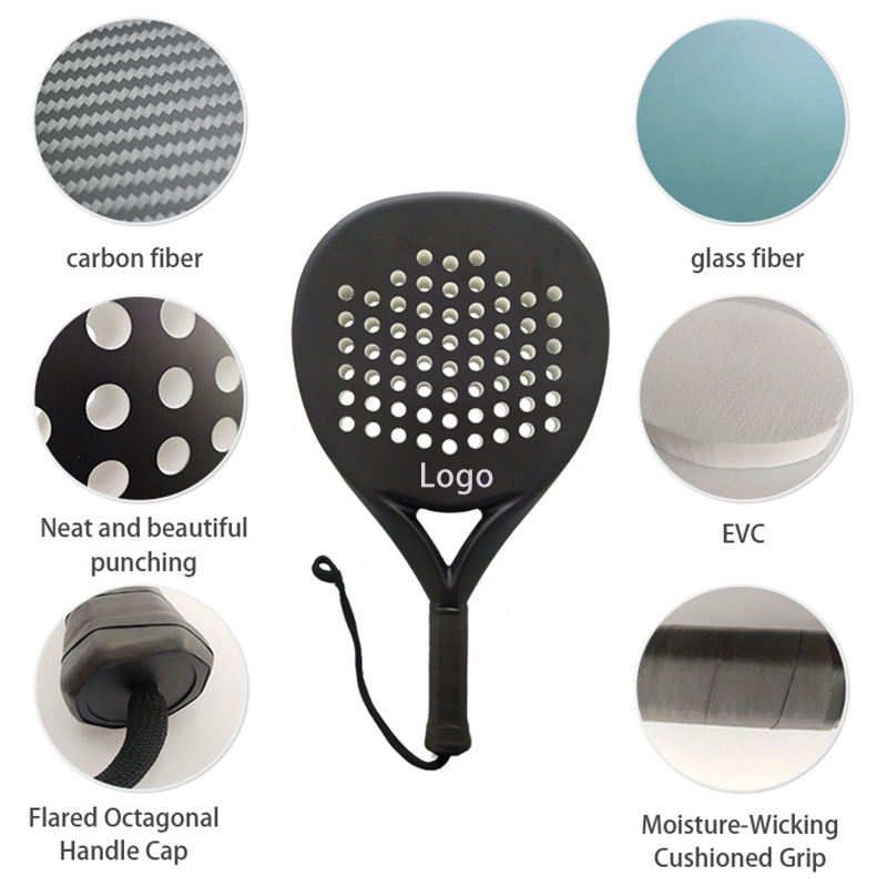 Wholesale 3k 12k 18k Glass Fiber Carbon Fiber Padel Racket Tennis Racket Padel Racket Ball