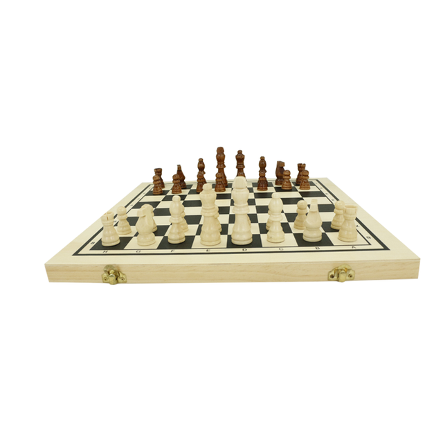 Cheapest wooden chess set with folding chess board wholesale Chinese traditional indoor chess games for adult
