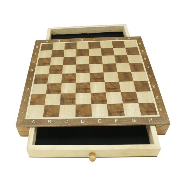 3" King Height German Knight Staunton Chess Pieces / Walnut Box W/Walnut & Maple Inlay / 2 Extra Queen / Classic 2 in 1 Board Games