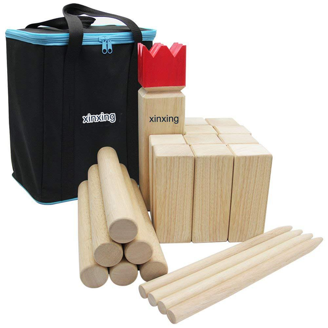 Wooden Kubb Yard LargeThe Viking Wooden Outdoor Lawn Game Set With Carry Bag