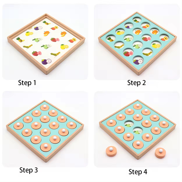 Wooden Memory Match Game 12-Pattern Matching Game for Toddlers Parent Child Interaction Toy Brain Games Montessori+