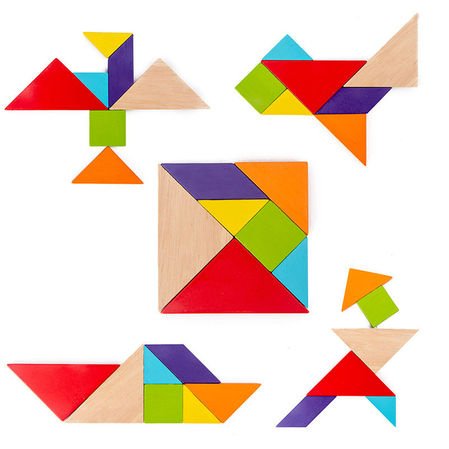  Wooden Tangram Montessori Educational Toddlers Toys for Kids baby early Learning Matching Shapes.
