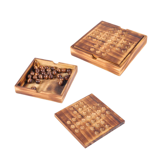  3 Wooden Board Games in 1 Set Education Toy Toe-Coffee Table Decor Wholesale Tic Tac Toe XO Peg Solitaire Double 6 Dominoes 