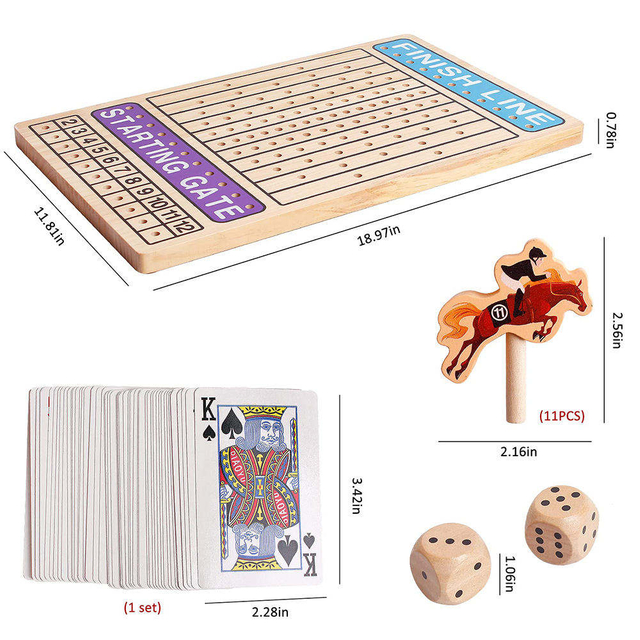 Wood Metal Horses Thickened Finish LINE Large Luxury with Cards Dice Classic Horseracing Game top toys Horse Racing Game Board.