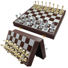 Majestic 12" Magnetic Felted Chess Game Set PU PVC Chess Board Interior Storage Metal Chess Pieces Foldable Chessboard