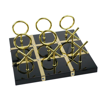  Custom Metal Tic Tac Toe Set Gold 13" x 13"