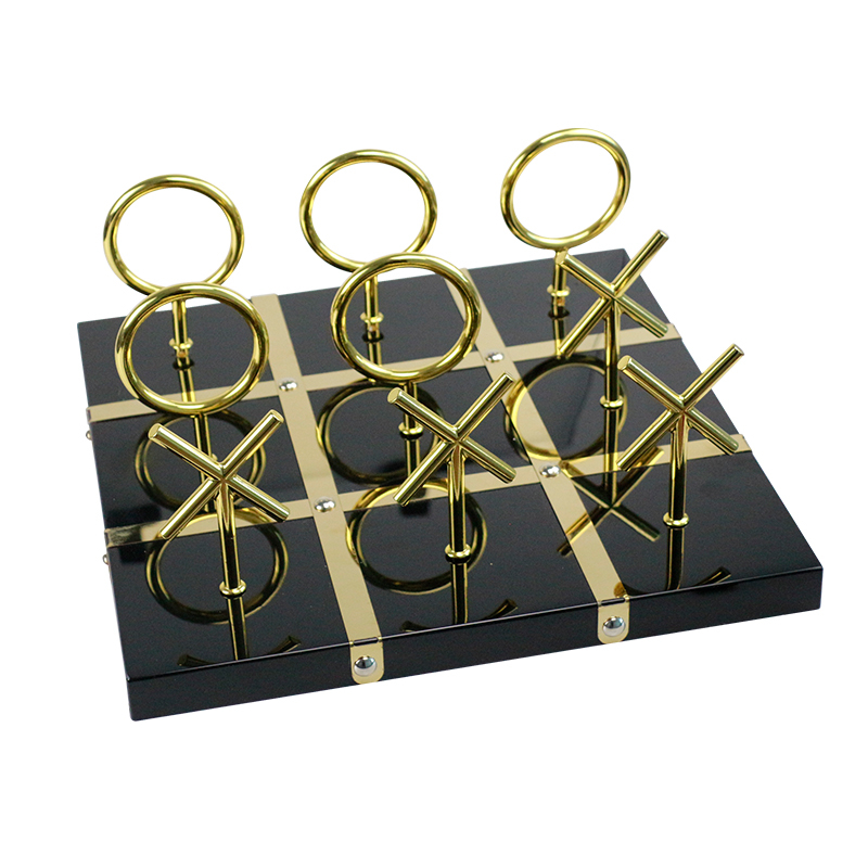  Custom Metal Tic Tac Toe Set Gold 13" x 13"