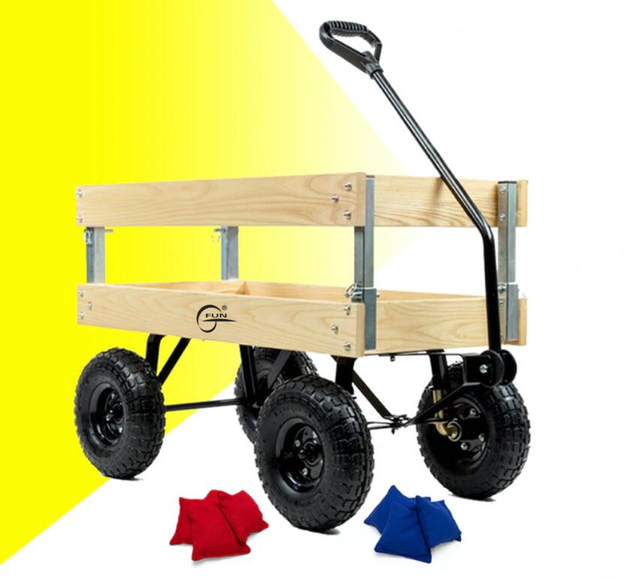 All-terrain Wagon That Transforms into Backyard Games Like Cornhole, Washers,Jenga Yard Dice And Pong! Yard Games On-The-Go Yard Game Center