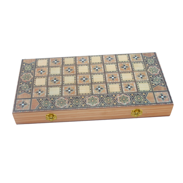 Wooden Backgammon Set, 15.75 inches Portable Classic Board Strategy Game,Travel Backgammon Board Game for Adults and Kids