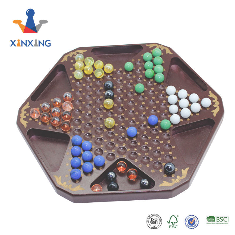 Wooden Chinese Checkers Board Game Set with 60 Colorful Glass Marbles, Classic Strategy Game for Kids, Adults, Whole Family Play