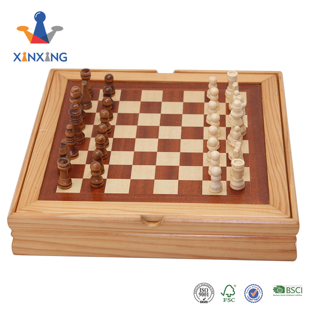 Inlaid Style Magnetized Wood Chess Set with Staunton Wood Chessmen