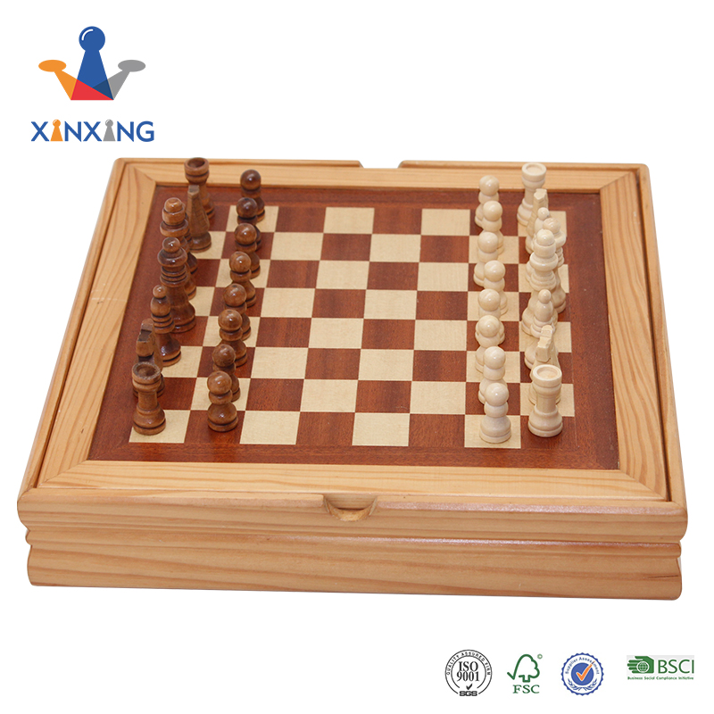 Inlaid Style Magnetized Wood Chess Set with Staunton Wood Chessmen