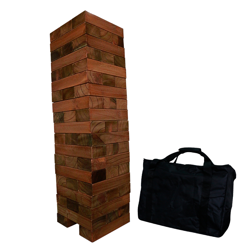 Giant Wooden Tumbling Tower (Stacks to 5+ Feet) Stained Solid Pinewood Blocks Stacking Game