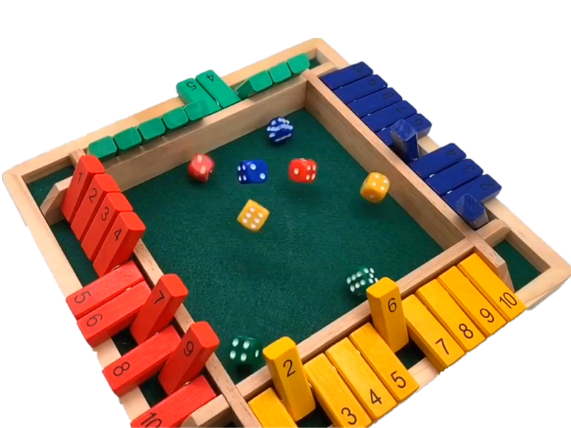 Wooden Shut The Box Indoor Dice Game Ideal for 2-4 Players Great Family Game Colorful 2020 Design Comfortable Felt smart Math Game for Kids 