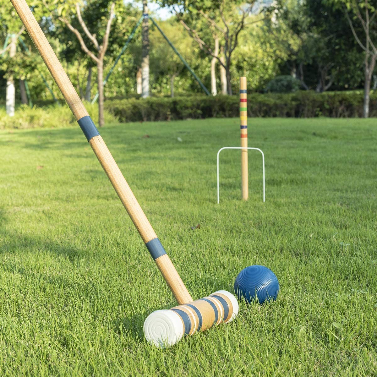 Six-Player Croquet Set With Wooden Mallets, Colored Balls, Sturdy ...