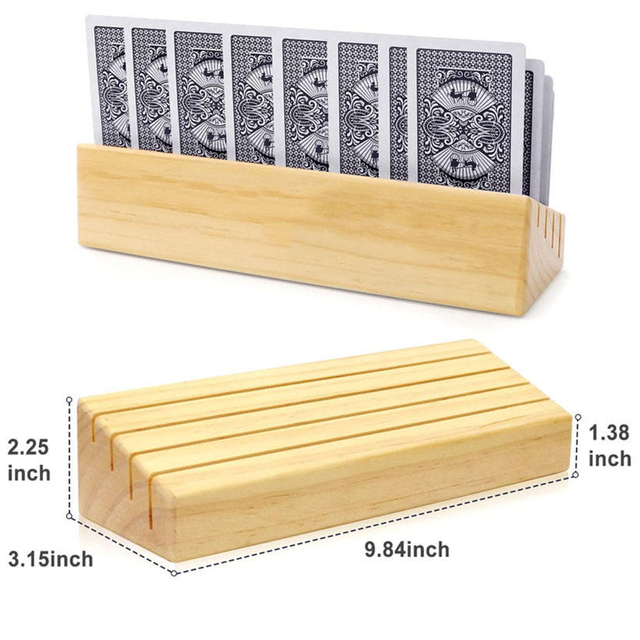 Customizable Size Anticorrosion Pine Wood Playing Card Holder Card Holder Portable Name Card Holder Stand