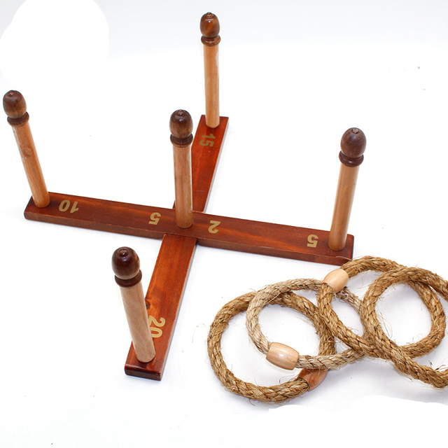 Wooden Ring Toss Games for Kids, Hand Held Fun Outdoor Games for Adults and Family, Carnival Games, Birthday Party Throwing Backyard and Lawn Games