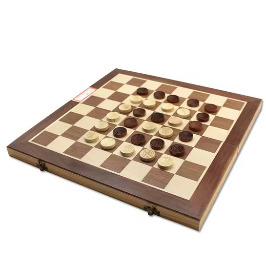  30 Years Factory 15" Wooden Chess Game Set Folding Chess Board Customization Accepted interior storage chess pieces FSC SALE.。