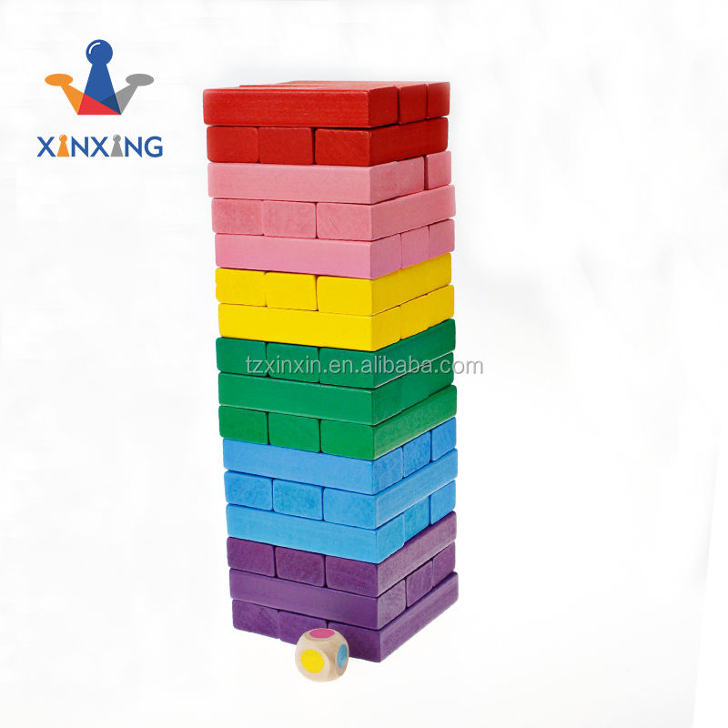 mini color Wooden Stacking Board Games Building Blocks for Kids Timber Tower block set