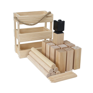 10" Kubb Game With Wooden Storage Crate Outdoor Throwing Game Wood Set with Red Crown Viking Chess Adult Yard Garden Games。