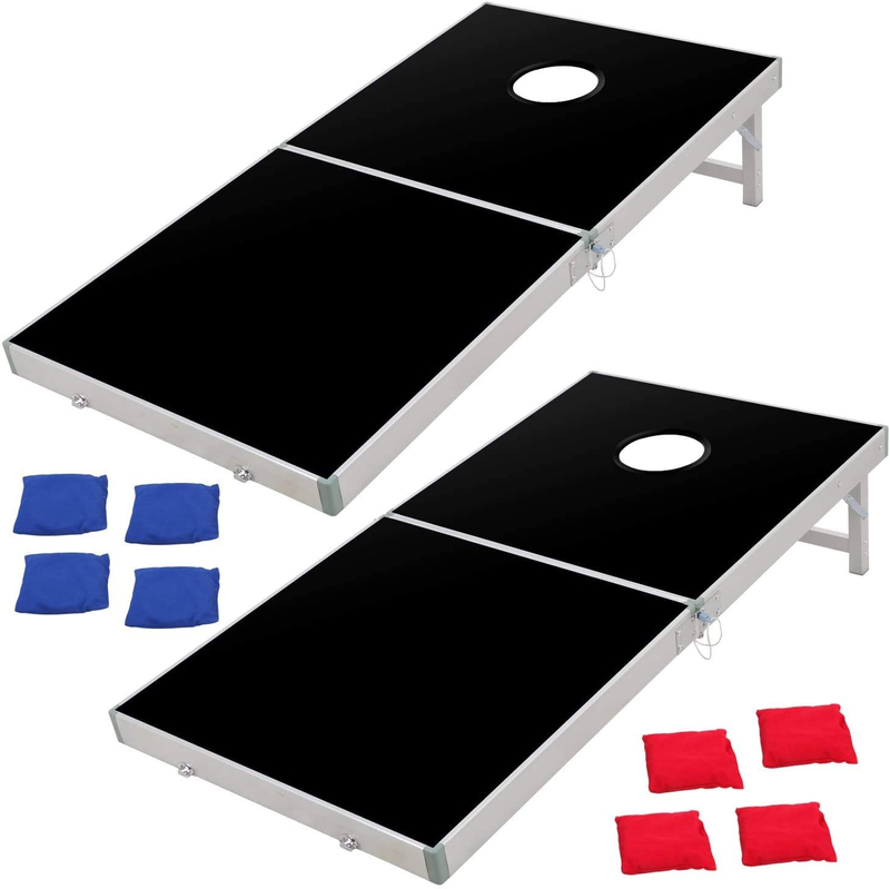 Folding 4ft X 2ft Cornhole Bean Bag Toss Game Set Aluminum W/Carrying Case for Tailgate Party Backyard BBQ