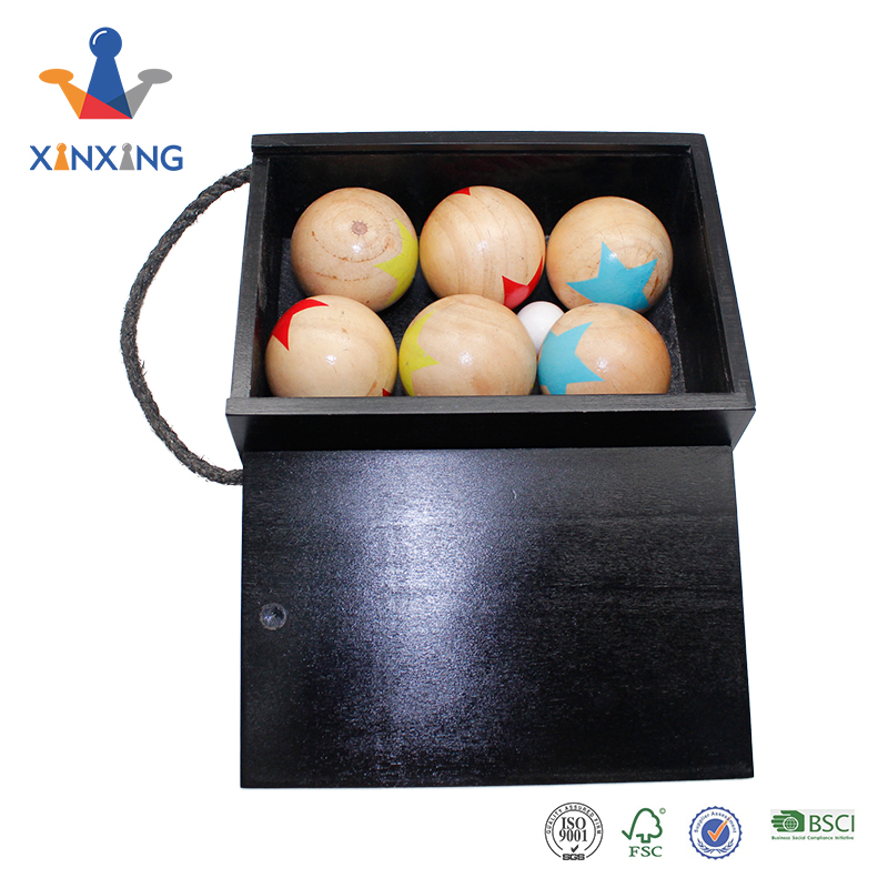 Custom Bocce Ball Pine Wood Boccia Set with Carrying Case Garden Game