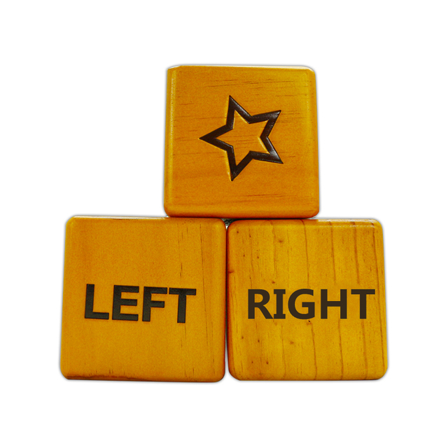 Wooden LCR Left Center Right Dice Game with 24 Chips for Outdoor Or in Door Game