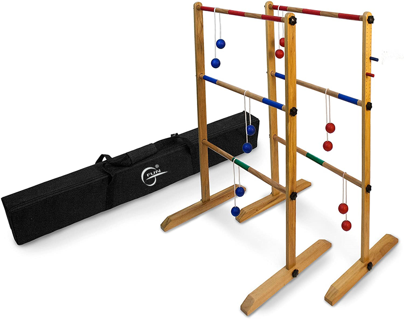 Wooden Ladder Toss Double Wooden Ladder Ball Game with Finished Wood And Durable Nylon Carrying Case