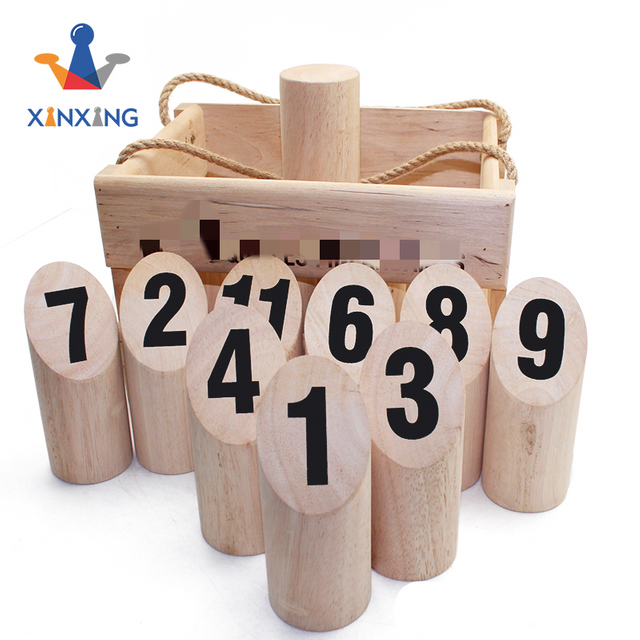 Wooden Throwing Game Set, Molkky Number Block Tossing Game, Original Game, Outdoor Yard And Lawn Games for Kids And Adults 