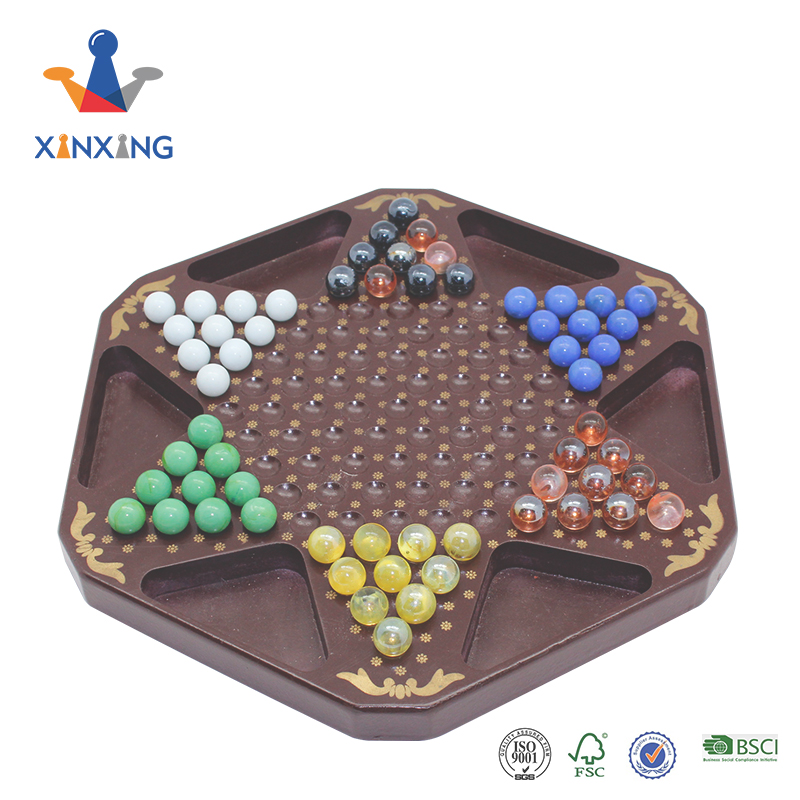 Wooden Chinese Checkers Board Game Set with 60 Colorful Glass Marbles, Classic Strategy Game for Kids, Adults, Whole Family Play