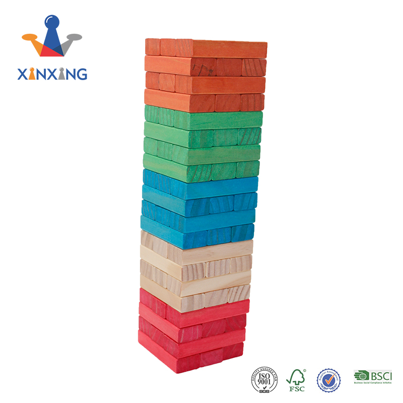 Tabletop Colorful Tumbling Wood Block Tower Wooden Mini Stacking Blocks