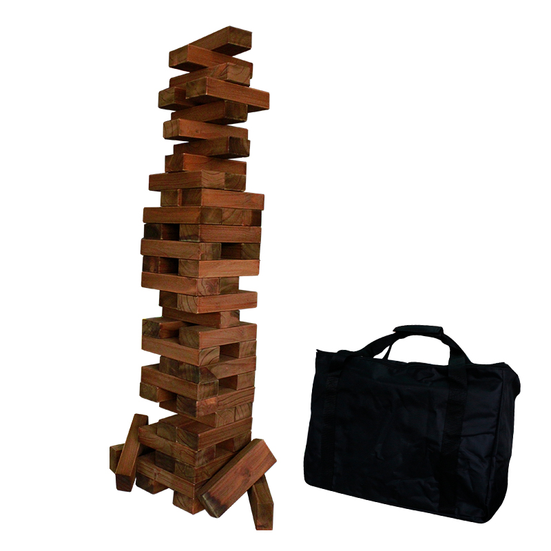 Giant Wooden Tumbling Tower (Stacks to 5+ Feet) Stained Solid Pinewood Blocks Stacking Game