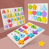 Wooden Alphabet Puzzle Letters Numbers Shape Educational Learning Blocks Board Toys for 3+ Years Old Preschool Montessori Toy