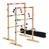 No Tool Assembly Ladder Toss Indoor Outdoor Game Set with 2 Wooden Ladders 6 Soft Rubber Bolo Balls and Travel Carrying Case