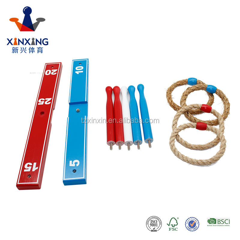 wooden Ring Toss Games For Kids and Outdoor Toys Keep Kids Active - Easy to Assemble and Includes Carry Bag with 5 rope rings