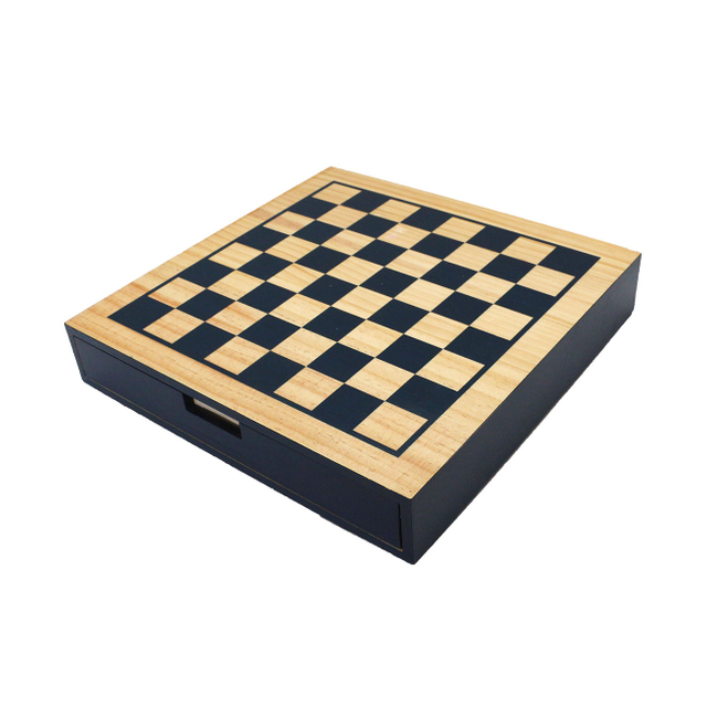 Chess Checkers 2 Games in 1 Custom Manufacturer 12" Wooden Game Set with Drawer Wooden Chess Board Chess Pieces Chessboard.