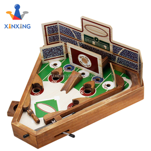 Archaistic Color Tabletop Wood Baseball Pinball Game Set Portable Board Game