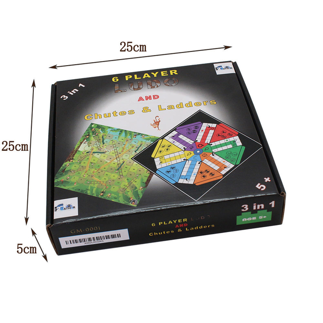 6 player Ludo Snakes and Ladders 2 in 1 Board Game Complete Set with Pegs 2 Dies for Family Game Night and Classroom for All Age