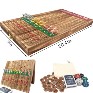  21 inches Solid Wood with 11 Metal Horses with 4 Dice and 2 Cards Finish Line Horse Racing Game Horse Race Board