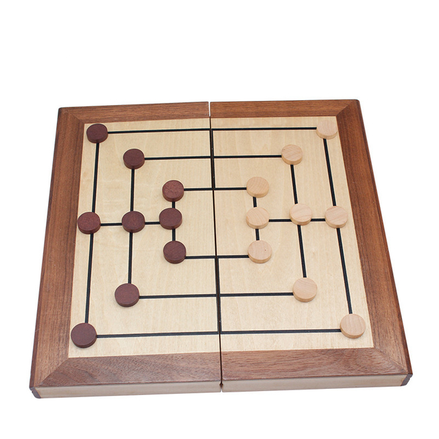 The Nine Men's Morris Wooden Board Game Both Backgammon And Chess Game