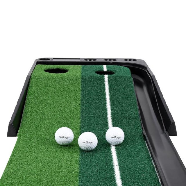 Wood Golf Putting Green Mat with Auto Ball Return System Mini Golf Game Practice Equipment and Golf Gifts for Men Home Office Backyard Indoor Outdoor