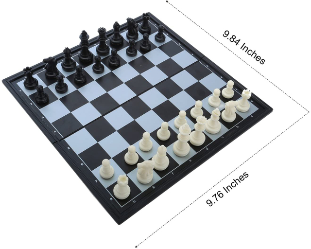 Plastic Chess Set for Kids with Folding Magnetic Chess Board-Portable Chess Set Board Game